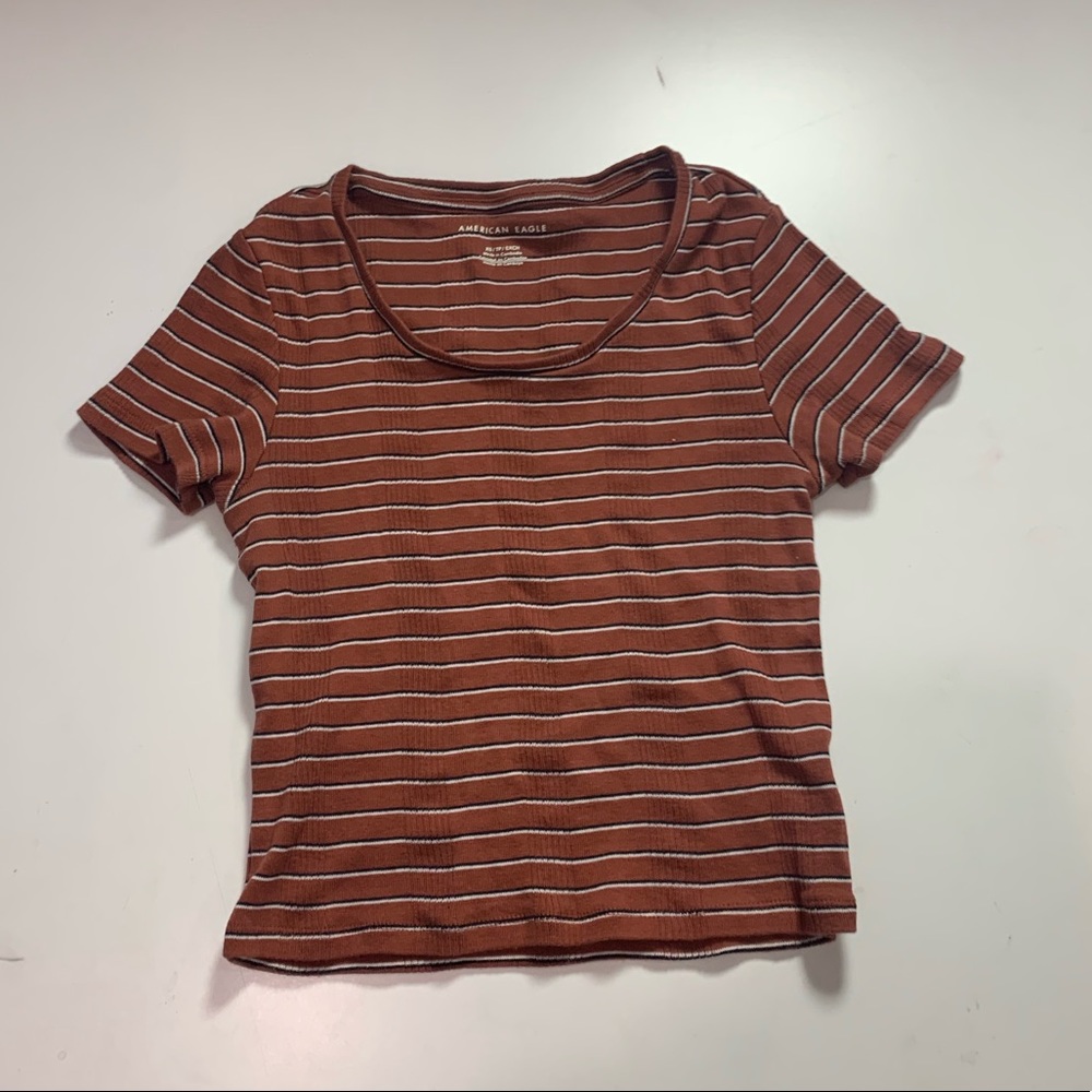 American Eagle striped cropped baby tee